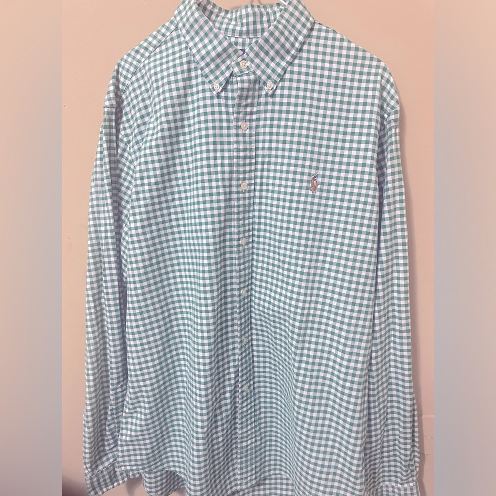 Ralph Lauren Polo button up size XL color green and white